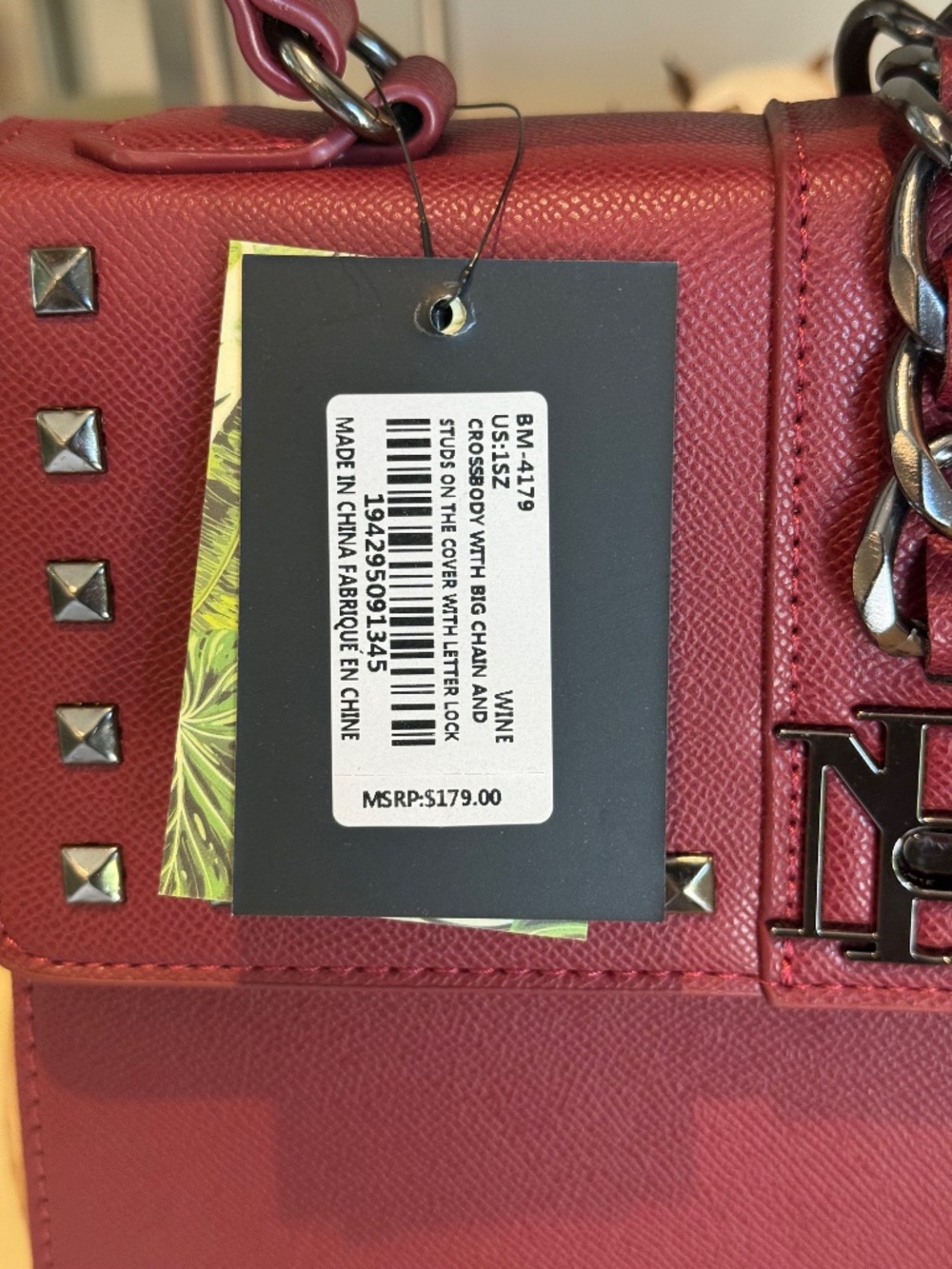 Badgley Mischka Top Handle Satchel/Crossbody -  Wine - Picture 3 of 3
